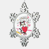 かわいいモダンバレンタインオーナメントforガールフレンド スノーフレークピューターオーナメント (右)