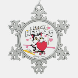 かわいいモダンバレンタインオーナメントforガールフレンド スノーフレークピューターオーナメント