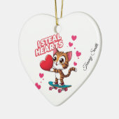 かわいいモダンバレンタインオーナメントforガールフレンド セラミックオーナメント (左)