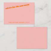 かわいいモダンパステルピンクオレンジ赤ちゃんシャワーブック アドバイスカード (正面/裏面)