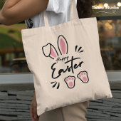 かわいいモダンパステルピンクラビットカスタマイズ可能な名前 トートバッグ