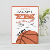 かわいいモダンビッグバスケットボールリボン子供の誕生日 招待状 (スタンド正面)