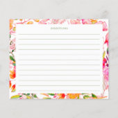 かわいいモダンピンクのオレンジ色の花シャワーレシピカード (裏面)