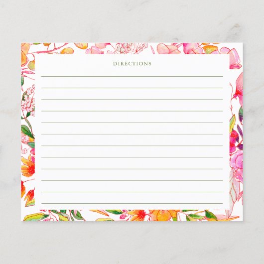 かわいいモダンピンクのオレンジ色の花シャワーレシピカード (裏面)