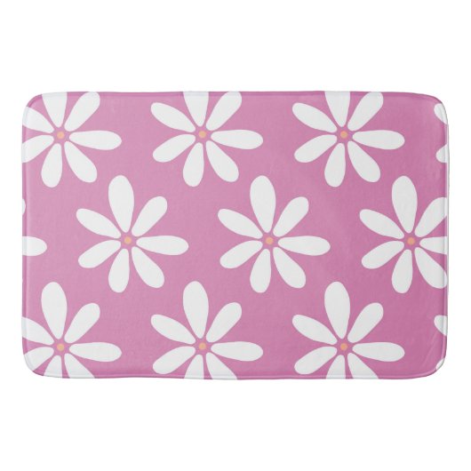 かわいいモダンピンクフローラ バスマット (正面)