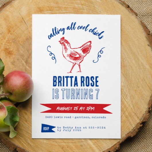 かわいいモダンファームガールバースデーパーティー 招待状