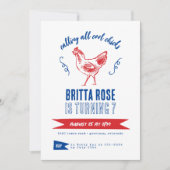 かわいいモダンファームガールバースデーパーティー 招待状 (正面)