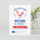 かわいいモダンファームガールバースデーパーティー 招待状 (スタンド正面)