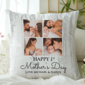 かわいいモダンフォトコラージュ幸せなファースト・マザーズ・デイ クッション