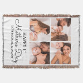 かわいいモダンフォトコラージュ幸せなファースト・マザーズ・デイ スローブランケット (正面)