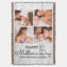 かわいいモダンフォトコラージュ幸せなファースト・マザーズ・デイ スローブランケット