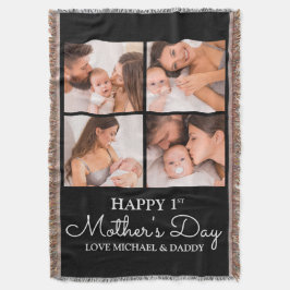 かわいいモダンフォトコラージュ幸せなファースト・マザーズ・デイ スローブランケット