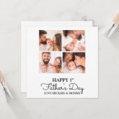 かわいいモダンフォトコラージュHappy First Faters Day カード (正面/裏面インサイチュ)