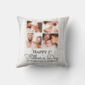 かわいいモダンフォトコラージュHappy First Faters Day クッション (裏面)