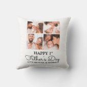 かわいいモダンフォトコラージュHappy First Faters Day クッション (裏面)