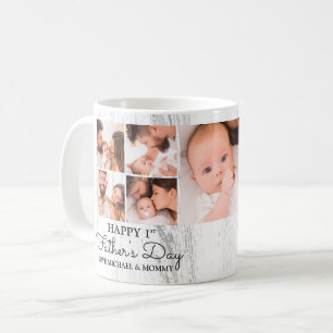 かわいいモダンフォトコラージュHappy First Faters Day コーヒーマグカップ