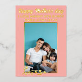 かわいいモダンフォトゴールデンフレームハッピーマザーズの日 箔シーズンカード (正面)