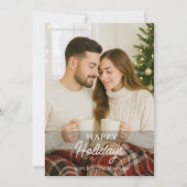 かわいいモダンフォトハッピーホリデイズホリデーカード 招待状 (正面)