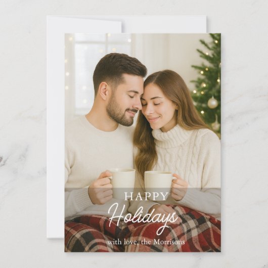 かわいいモダンフォトハッピーホリデイズホリデーカード 招待状 (正面)