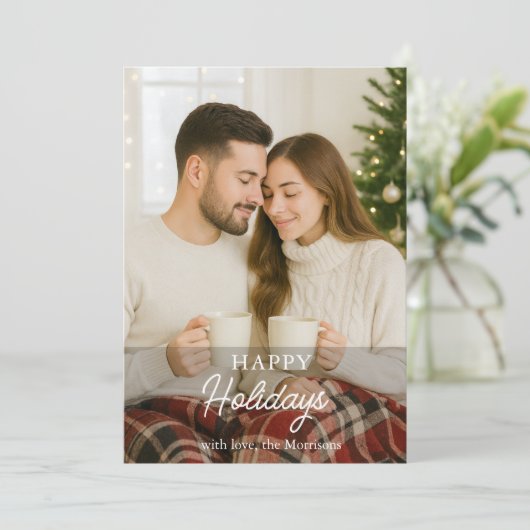 かわいいモダンフォトハッピーホリデイズホリデーカード 招待状 (スタンド正面)