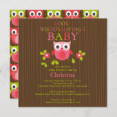 かわいいモダンフクロウベビーシャワー招待状 招待状 (正面/裏面)