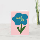 かわいいモダンフラワーブルーとピンク サンキューカード (正面)