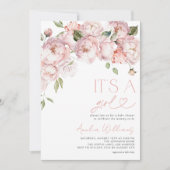 かわいいモダンフローラガールベイビーシャワー 招待状 (正面)