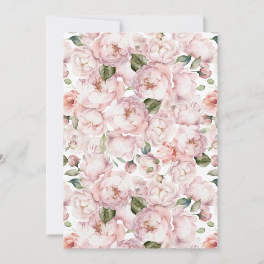 かわいいモダンフローラガールベイビーシャワー 招待状 (裏面)