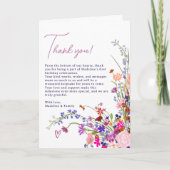 かわいいモダンフローラワイルドフラワー1st誕生日 サンキューカード (正面)