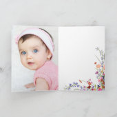 かわいいモダンフローラワイルドフラワー1st誕生日 サンキューカード (内部)