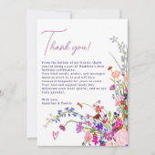 かわいいモダンフローラワイルドフラワー1st誕生日 サンキューカード (正面)