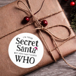 かわいいモダンブラックウィットシークレットサンタハットウォーター色 ラウンドシール