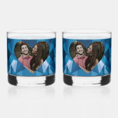 かわいいモダンブルーのエレガントな結婚式 ウイスキーグラス (正面)