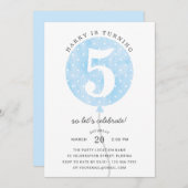 かわいいモダンブルーバルーンボエレガントイ誕生日 招待状 (正面/裏面)