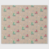 かわいいモダンベスパクリスマスツリー特別配達 ラッピングペーパー (フラット)