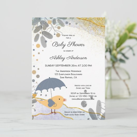 かわいいモダンベビー芸術的シャワー招待状 招待状 (スタンド正面)