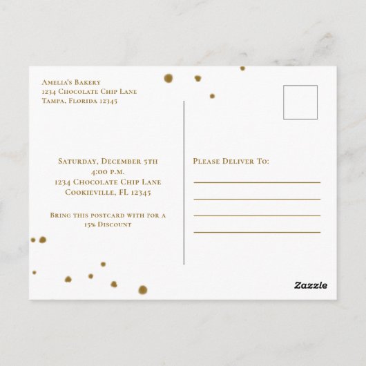 かわいいモダンベーカリーグランドオープニングクお洒落ッキー ポストカード (裏面)