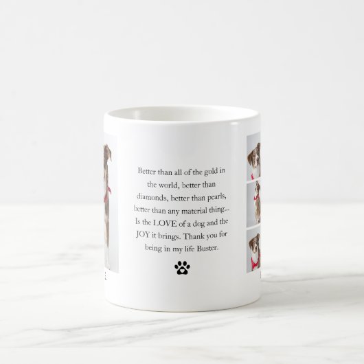 かわいいモダンペットフォトコラージュ&引用文 コーヒーマグカップ (中央)