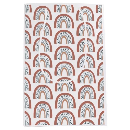 かわいいモダンボホニュートラルレインボー ミディアムペーパーバッグ (正面)