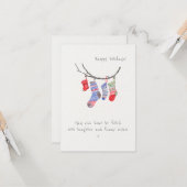 かわいいモダンミニマルなクリスマスソックスカスタムカード カード (正面/裏面インサイチュ)