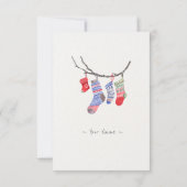 かわいいモダンミニマルなクリスマスソックスカスタムカード カード (裏面)