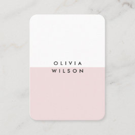 かわいいモダンミニマルなピンク白 名刺