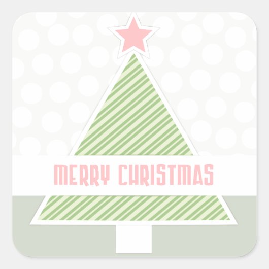 かわいいモダンメリークリスマスツリー スクエアシール (正面)