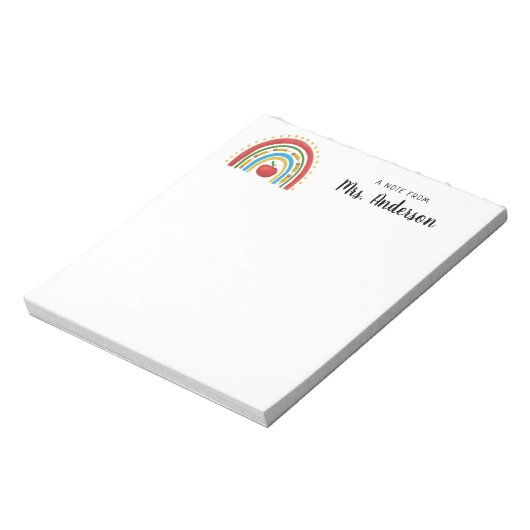 かわいいモダンレインボーペンシルりんご学校先生 ノートパッド (回転)