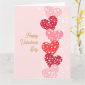 かわいいモダンレッドピンクハートハッピーバレンタインデー カード (黄色い花)
