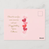 かわいいモダンレッドピンクハートハッピーバースデー ポストカード (裏面)