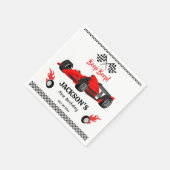 かわいいモダンレッドレーシングカー1st誕生日パーティー スタンダードカクテルナプキン (角)