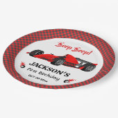 かわいいモダンレッドレーシングカー1st誕生日パーティー ペーパープレート (アングル)