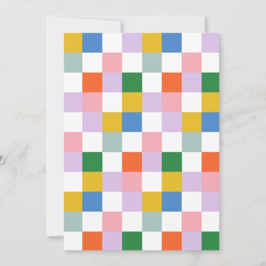 かわいいモダンレトロカラフルチェック男女兼用 サンキューカード (裏面)