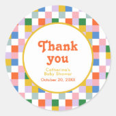 かわいいモダンレトロカラフルチェック男女兼用 ラウンドシール (正面)